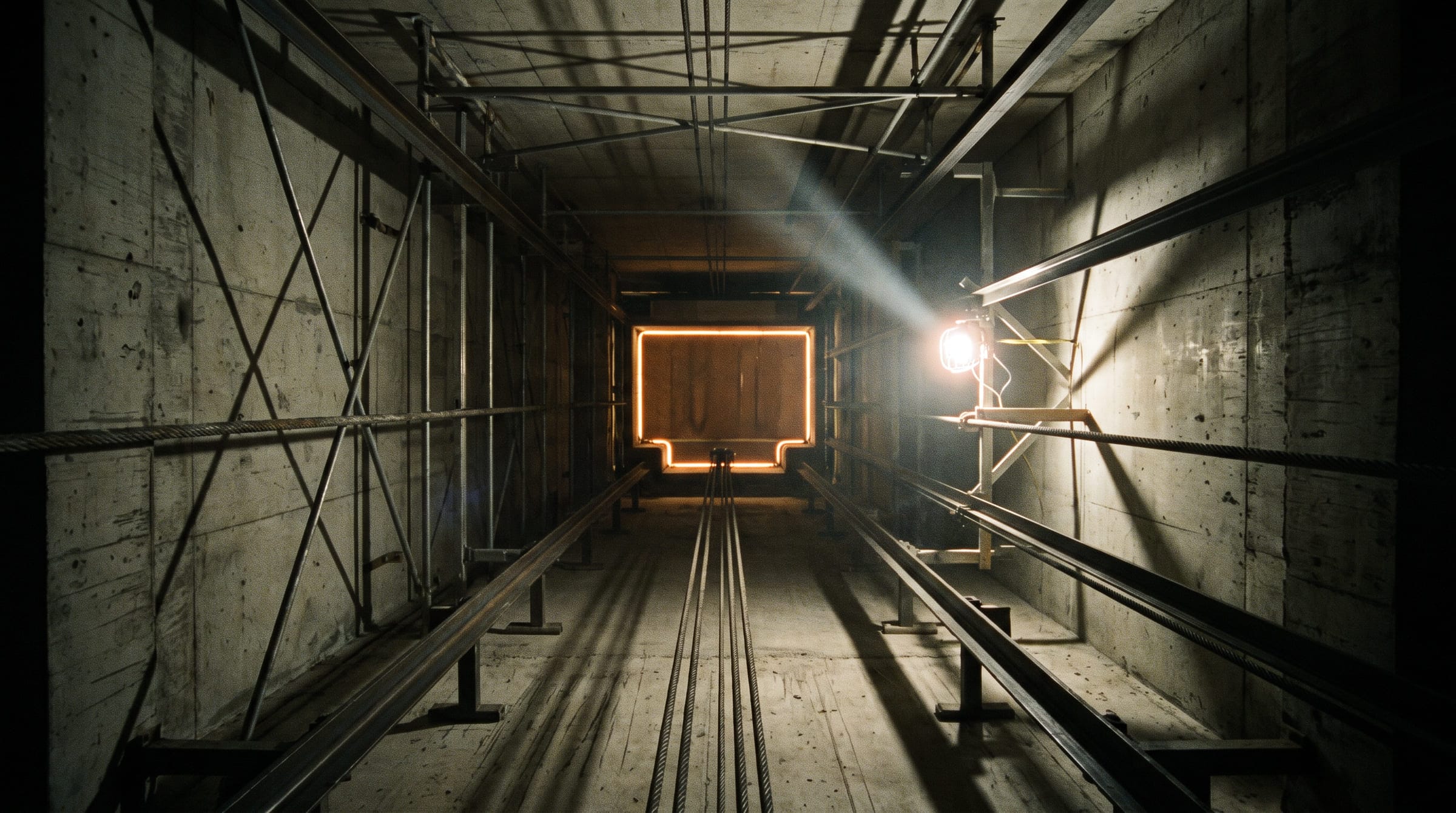 Vano tecnico di un impianto elevatore in fase di installazione