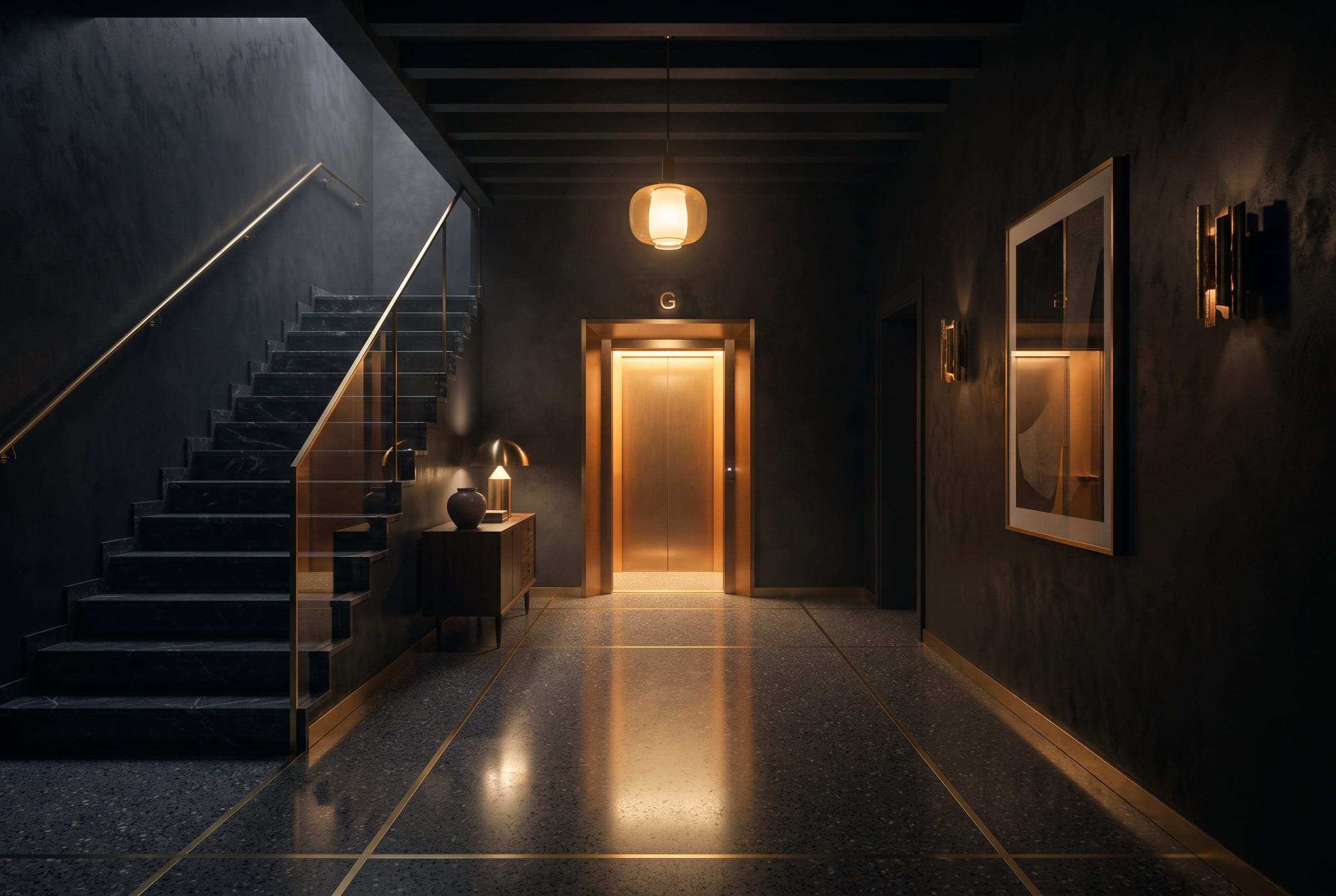 Scala condominiale con spazio di passaggio per soluzione servoscala